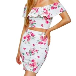 Off the shoulder top and skirt set